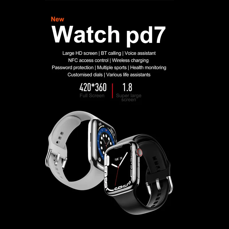 Смарт-часы PD7MAX для мужчин и женщин NFC 1 8 дюйма HD 320*385 Bluetooth iwo 14 pro max series 7