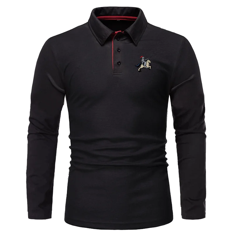 

New Men Long Sleeve Autumn New Fashion Polo Shirts , Men Slim Fit Print Business Casual Polo Shirts .