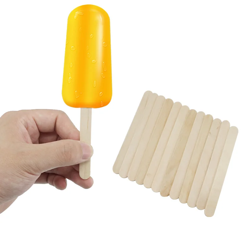 50/100pcs Ice Cream Sticks Natural Wooden Popsicle Sticks Ice Cream Spoon Hand Crafts Art Ice Cream Lolly Cake Tools For Kitchen images - 6