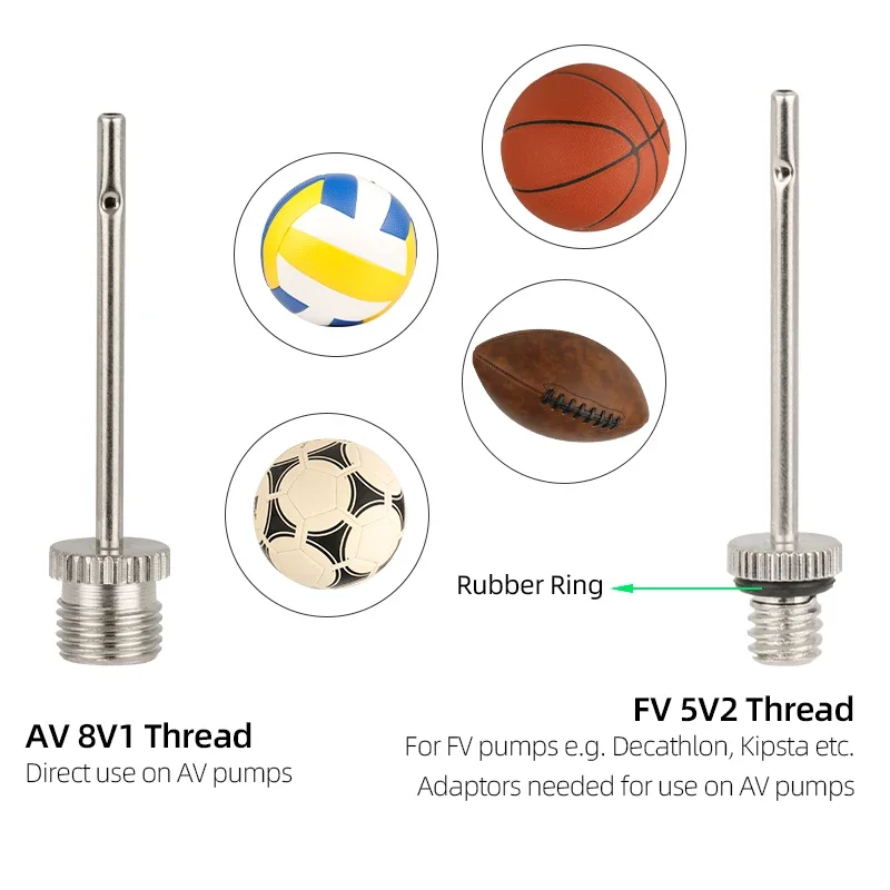 Игольчатые адаптеры для насоса с резьбой 8V1 Schrader или 5V2 Presta надувных насосов Kipsta
