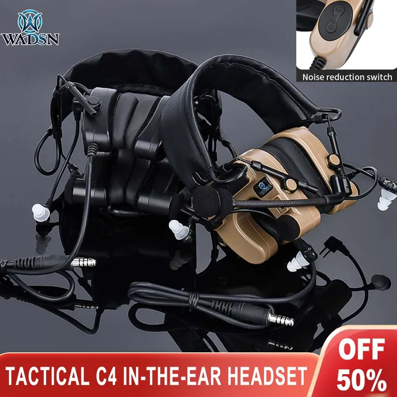 WADSN Military Comtact IV Headset In-Ear Noise Reduce Headphone Softair Outdoor Tactical Earphone CatheterEarplugs Pick Up Sound