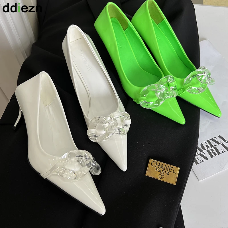 

Туфли-лодочки женские на тонком высоком каблуке, босоножки с острым носком, без застежки, обувь для вечеринки, свадьбы, лето, 2022