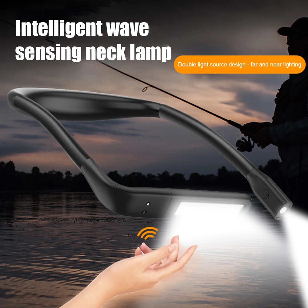 

Powerful LED Hanging Neck Lamp Portable Camping Light Hands-Free 3 Colors Induction Sensing for Fishing Hiking for Night Running
