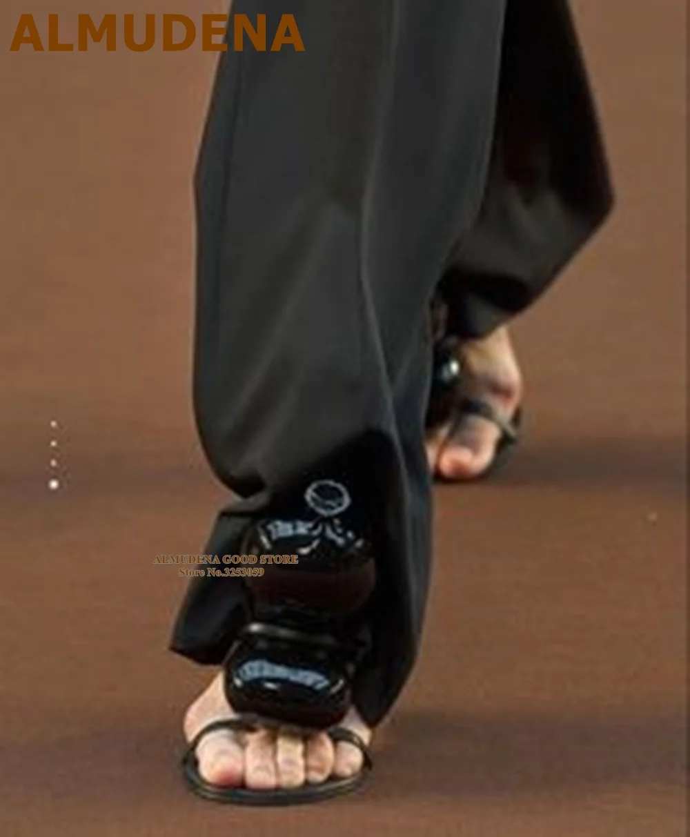 ALMUDENA Red Black Balloon Sandals 3D Designer White Bcukle Strap Stiletto Heel Slipers Sweet Girl's Dress Shoes Wedding Pumps