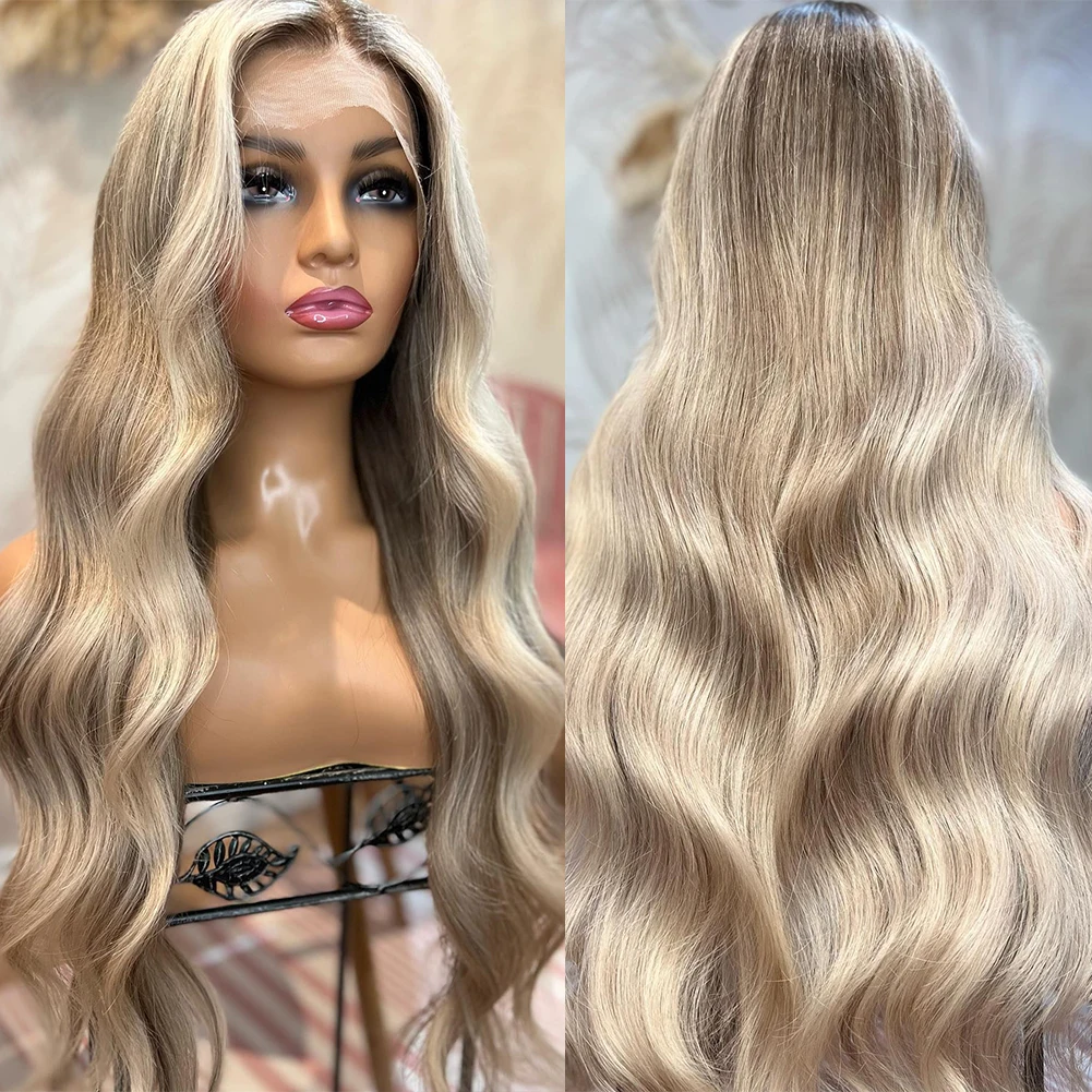 

Ash Blonde Glueless Full Lace Wigs Highlighted Wavy 13x6 Lace Front Human Hair Wigs For Women Pre Plucked Hd Lace Frontal Wig