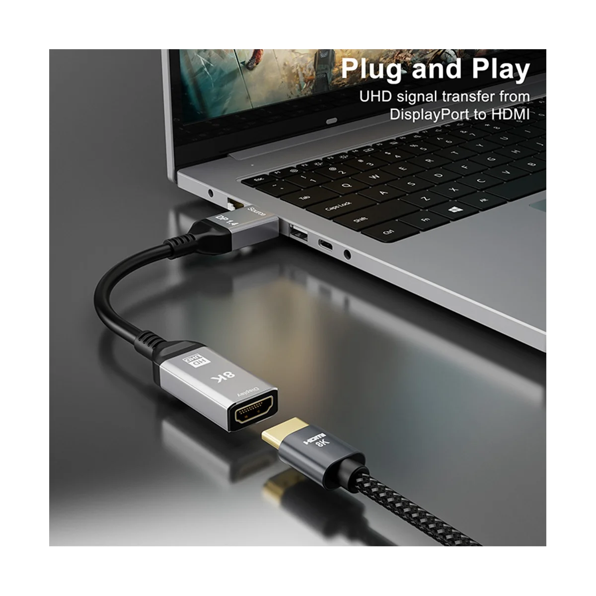 

8K Displayport to HDMI-Compatible Adapter, Adapters Male to Female Support 8K 60HZ 4K 120HZ Ultra Resolution