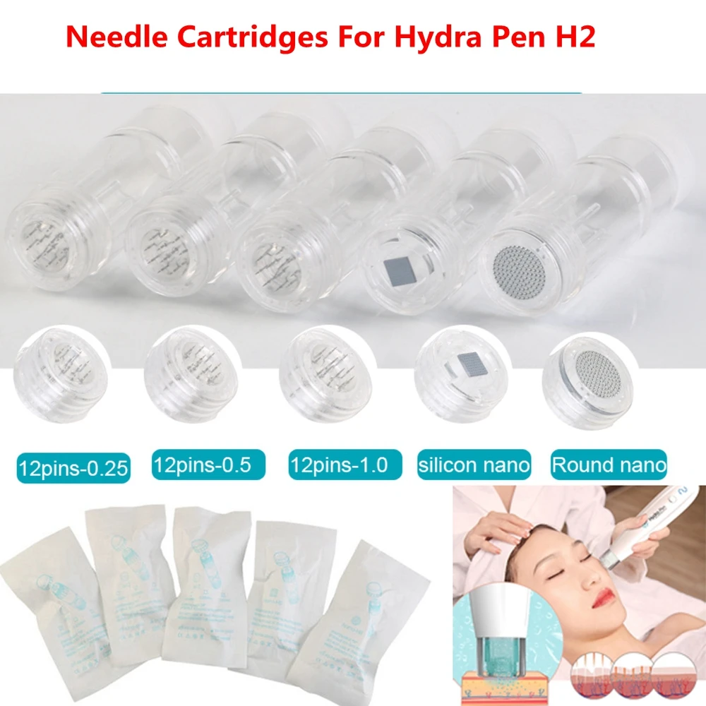 

Hydra Pen H2 Needle Cartridges 10/50Pcs 12Pins Needle Nano-HR Nano-HS Cartridge Hyaluronic Needle Original Hydrapen Microneedles