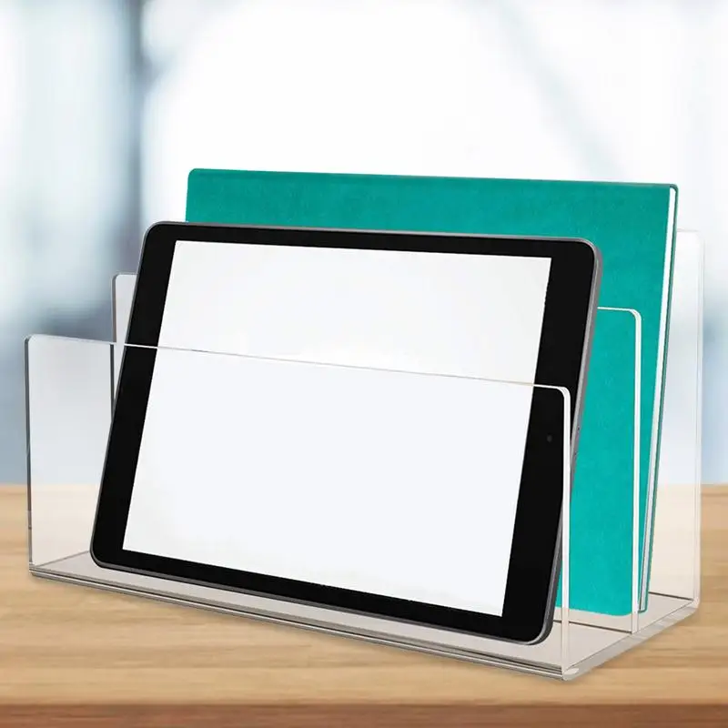 

Clear Acrylic Desktop File Holder 2 Sections File Sorter Desk File Organizer Mail Letter Storage Rack Multilayer Expanding Box