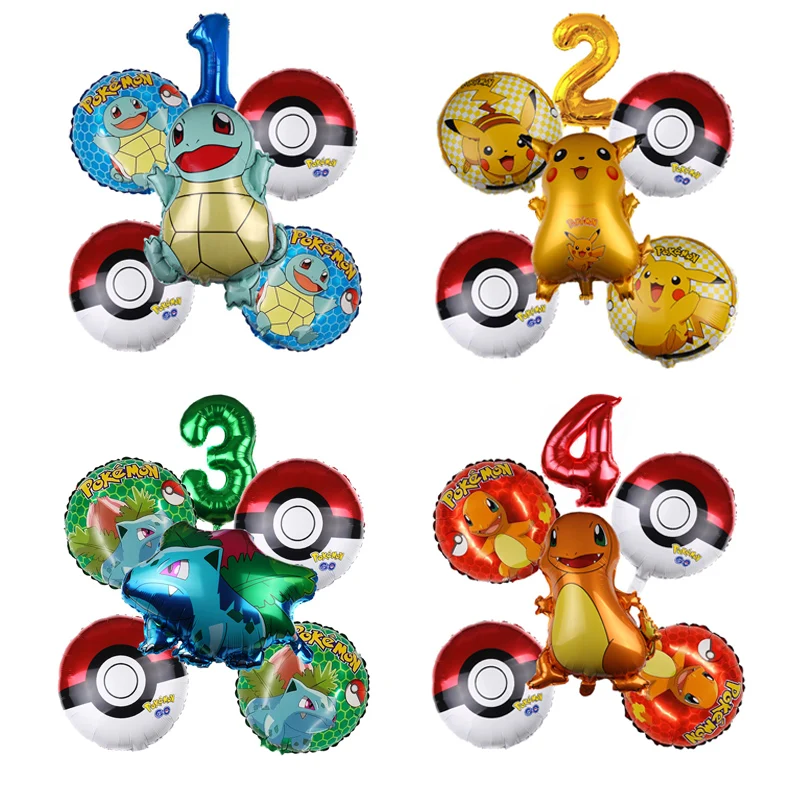 

Pokemon Anime Figure Kawaii Pikachu Squirtle Aluminum Balloon Kawaii Room Decor Birthday Party Decor Anime Balloon Set Toy Gift