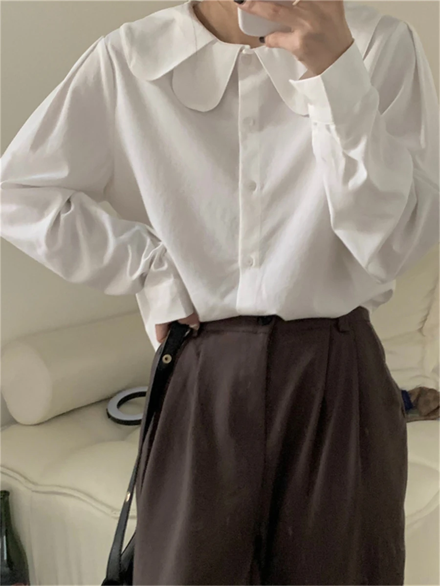 

Preppy Style Shirts Women Loose Spring Autumn Casual 2022 Solid Stylish Office Lady Mujer Korean Elegant Clothes OL Tops