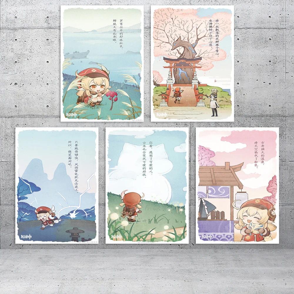 

Холст Ху Тао принт геншин ударная картина настенное искусство картины Yae Miko украшение для дома нагахара Yoimiya плакат для гостиной