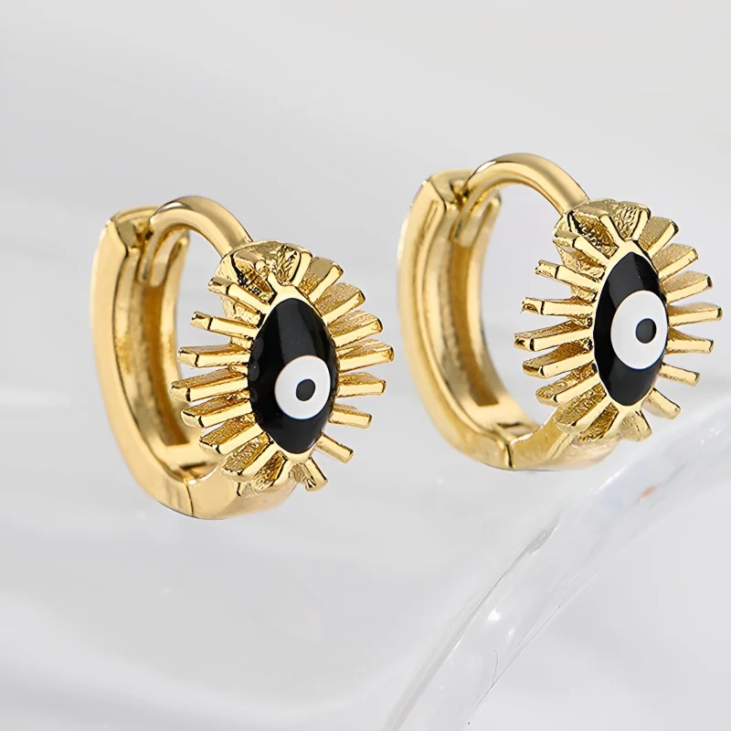 

Bohemia Mini Dripping Oil Evil Eyes Stainless Steel Hoop Earrings for Women Fashion Jewelry
