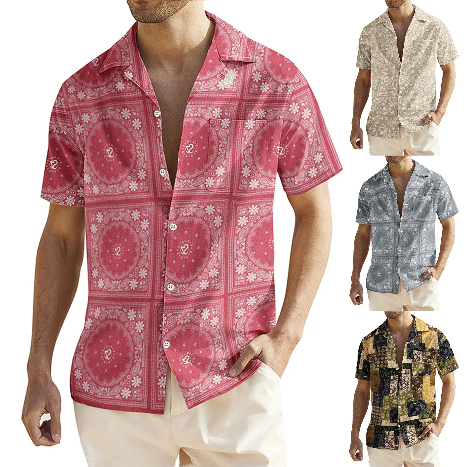 

Men Shirts Summer 2023 Fashion Print Hawaiian Shirt Blouse Luxury Designer Loose Tops Menshirts Short Sleeve Cardigan Camisas