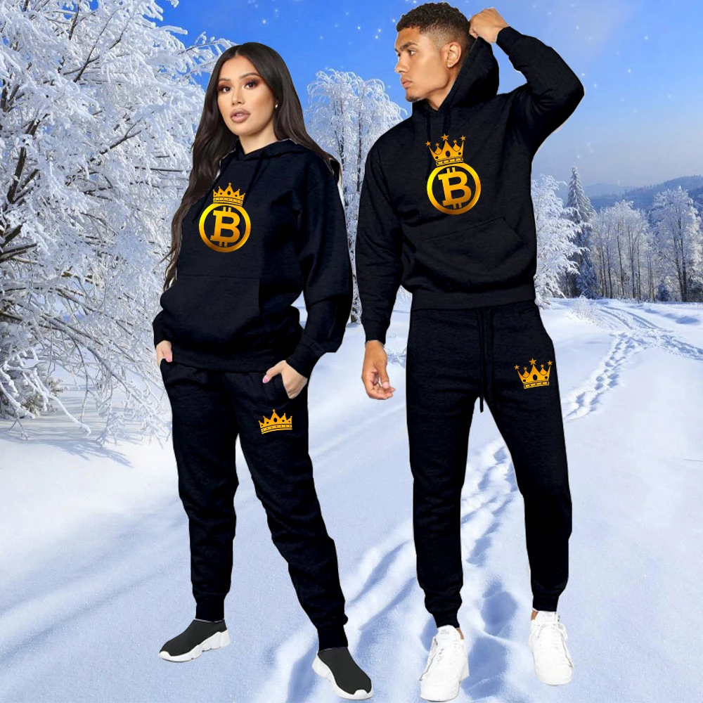 

Men's And Women'sLong Sleeves Couple Sportwear Set Fashion Printing Men Women Clothes 2PCS Lovers Hoodie and Pants Casual