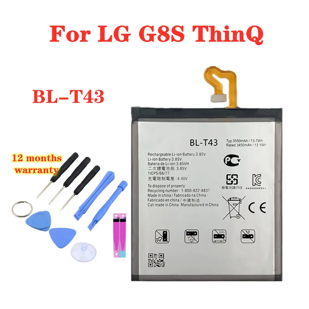 

New BLT43 BL-T43 Phone Battery For LG G8S ThinQ LM-G810 BL T43 3550mAh High Quality Battery + Tools