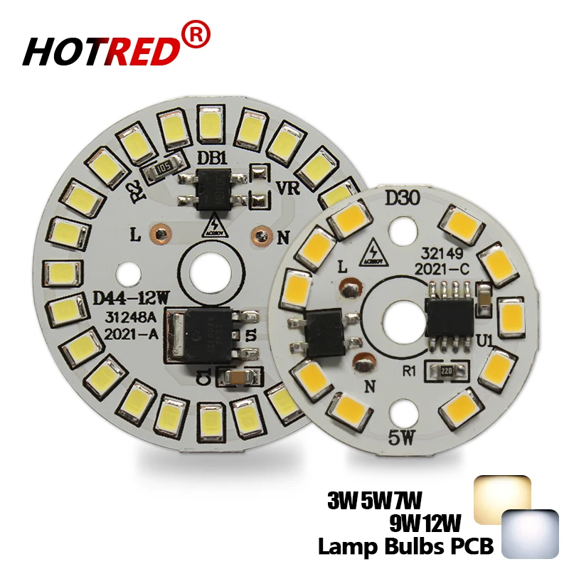 

10pcs LED Chip AC 220V-240V 3W 5W 7W 9W 12W SMD 2835 Integrated IC driver Light Source For Lamp Bulb Driverless Aluminum Plate