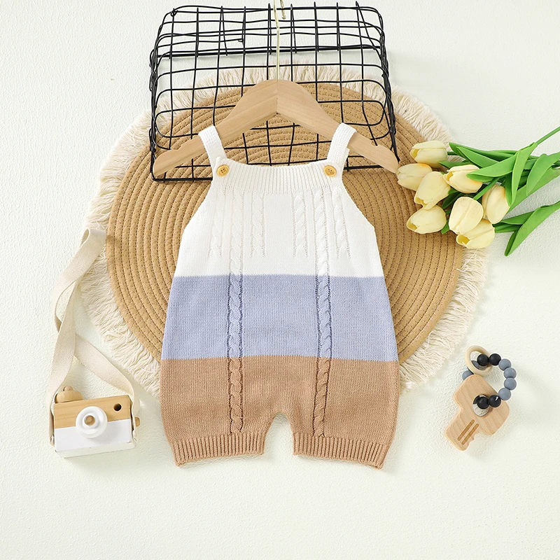 

Newborn Baby Rompers Knit Infant Boys Girls Cotton Sleeveless Sunsuits Jumpsuits 0-18m One Piece Toddler Unisex Overalls Clothes