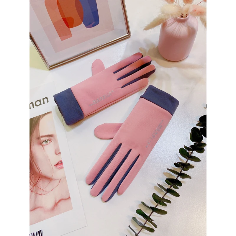 Женские велосипедные перчатки для сенсорных экранов тонкие теплые Плюшевые