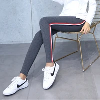 lpowss korean fashion women pants slim stretch sport leggings yoga pants soft joggers trousers side stripes pencil pants xs 2xl