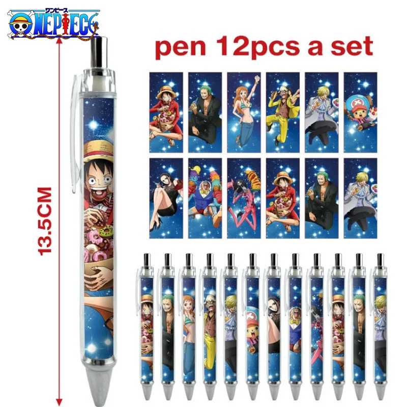 Новые 12 шт. аниме ONE PIECE 0 5 мм ручки Luffy Zoro Sanji Nami Usopp Robi гелевые школьные