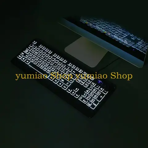 Peacefair проводная клавиатура 104 клавиш белая подсветка крупный шрифт