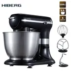 Миксер планетарный HIBERG MP 1255 B 1200 Вт чаша 5.5 л из нержавеющей стали 5 скоростей крюк лопатка венчик крышка