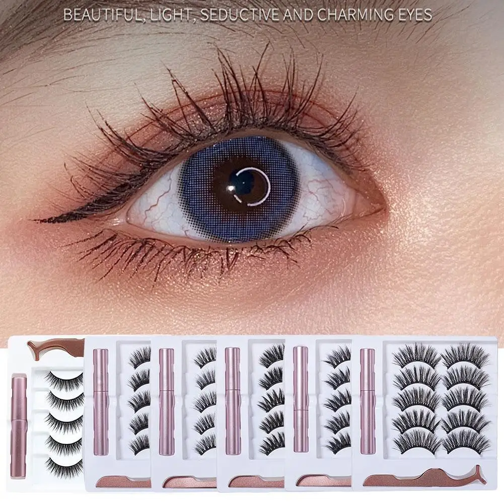 Waterproof Magnetic Eyeliner with Eyelashes and Tweezer Set Long Lashes Magnetic Eyelashes Set Faux Mink Lash Extension