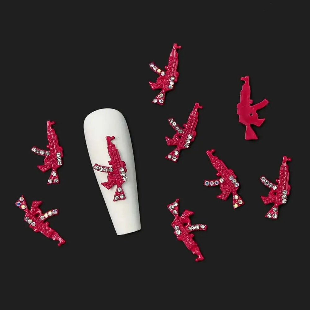 

Rose Red Punk Nail Decorations Japanese Alloy Gun Shaped 3D Nail Art Drills Manicure Accessories DIY Nail Art
