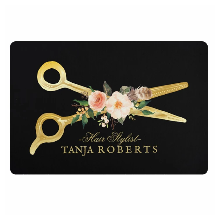 

Luxury Hair Stylist Floral Gold Glitter Scissors Welcome Doormat Personalised Chic Hair Salon Beauty Salon Door Mat Rug Carpet