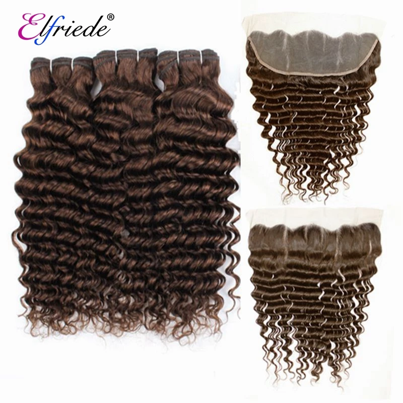 Elfriede #4 шоколадные коричневые волосы с глубокой волной искусственные