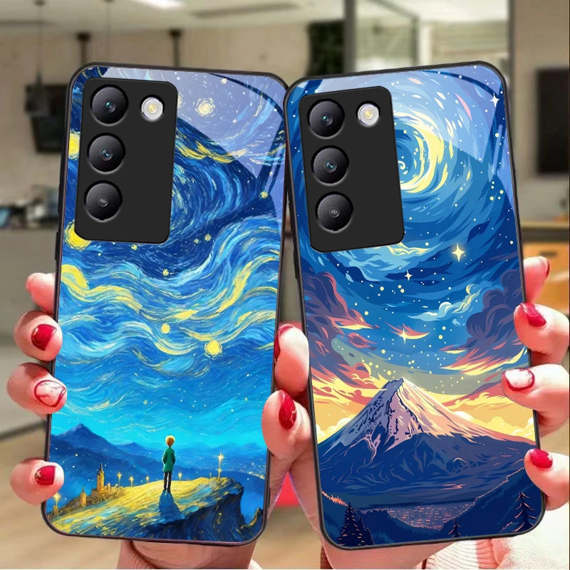 Картина маслом домик для Y72 33S 11 03 36 96 Lite 35 16 Iqoo 12 V40 SE 5G 29 40 21 30 X80 Pro Vivo Чехол телефона