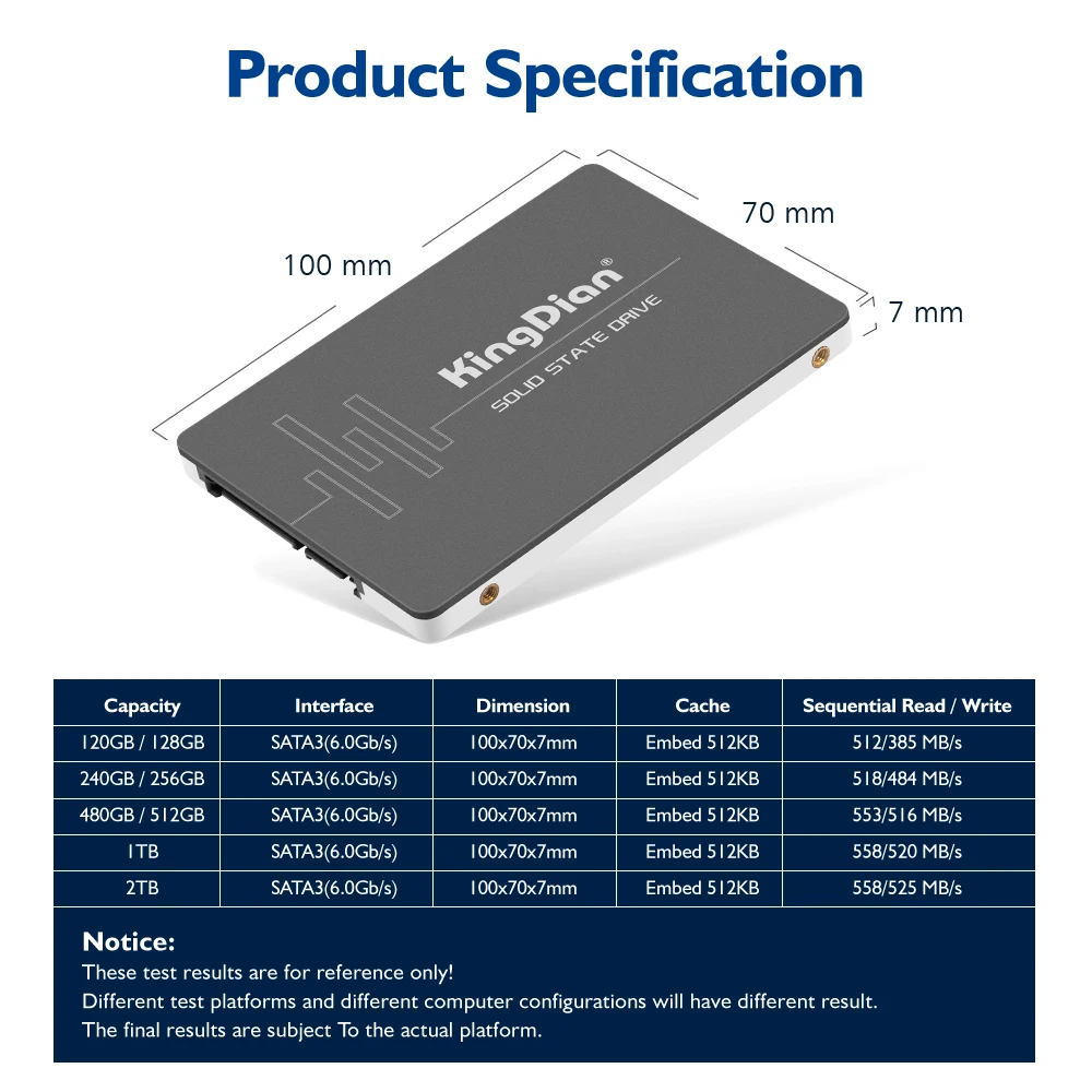 Твердотельный накопитель KingDian 2 5 SATA III 6 ГБ/сек. 3 hd SSD 60 Гб твердотельный диск