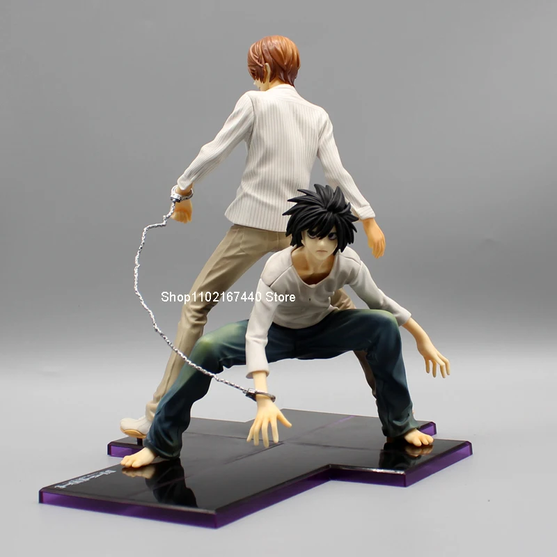 

22cm Anime DEATH NOTE Figure Gem Yagami Light Action Figure L·Lawliet Figurine Squatting PVC Collectible Model Doll Toys Gifts