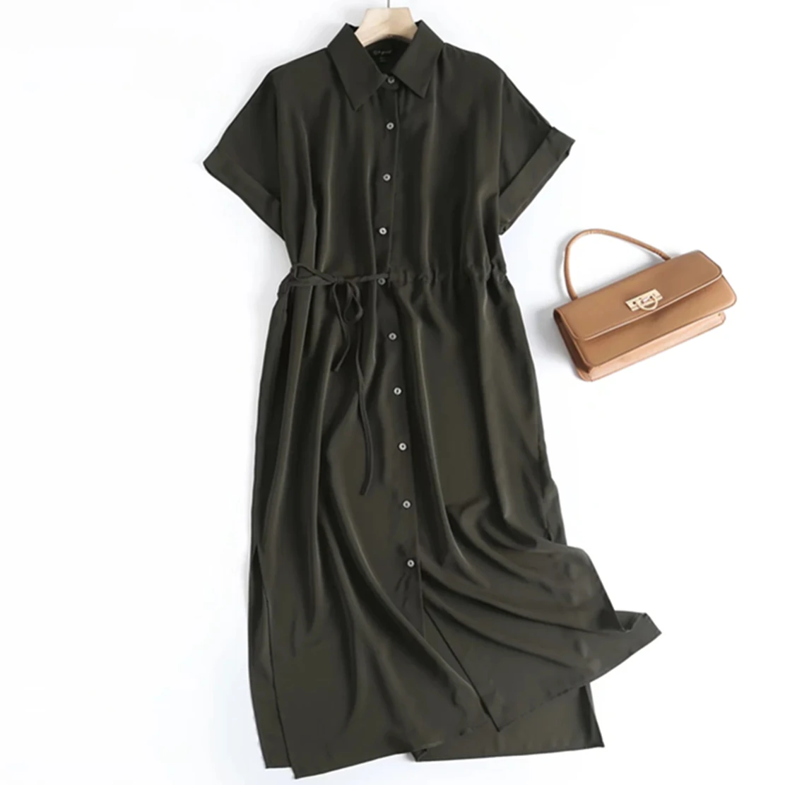 

Женское офисное платье Jenny & Dave, Простое Повседневное платье в английском стиле, модное французское винтажное Длинное свободное платье-руба...