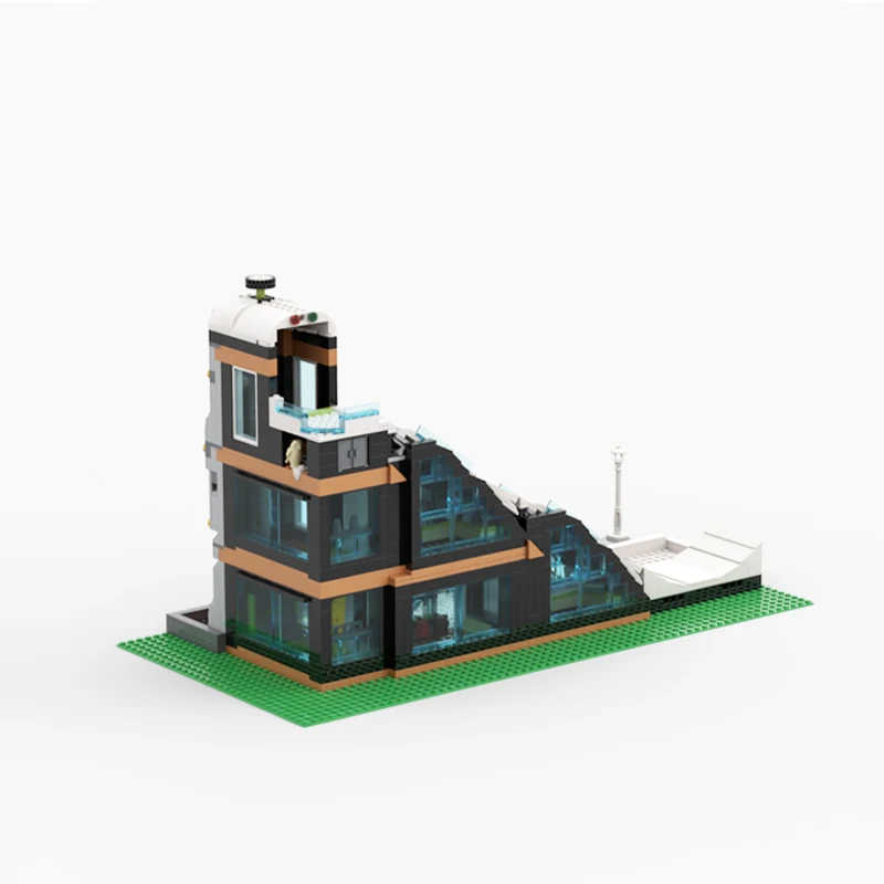 Городской зимний уличный вид лыжный и альпинистский центр перевернутый угол