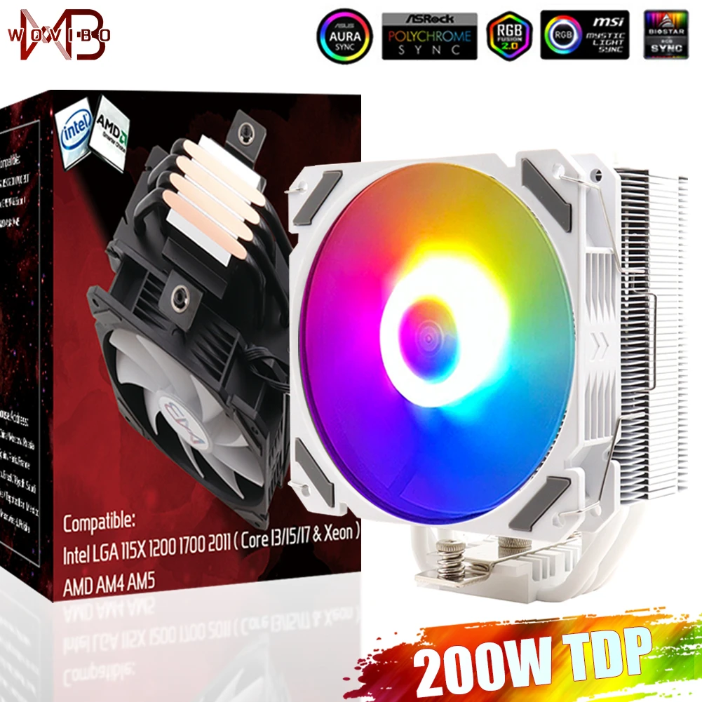 Fan Pwm 4pin Argb Rgb  For Lga 1150 1151 1155 1200 1700 2011 X79 X99 Am2 Am3 Am4 Quiet Radiator