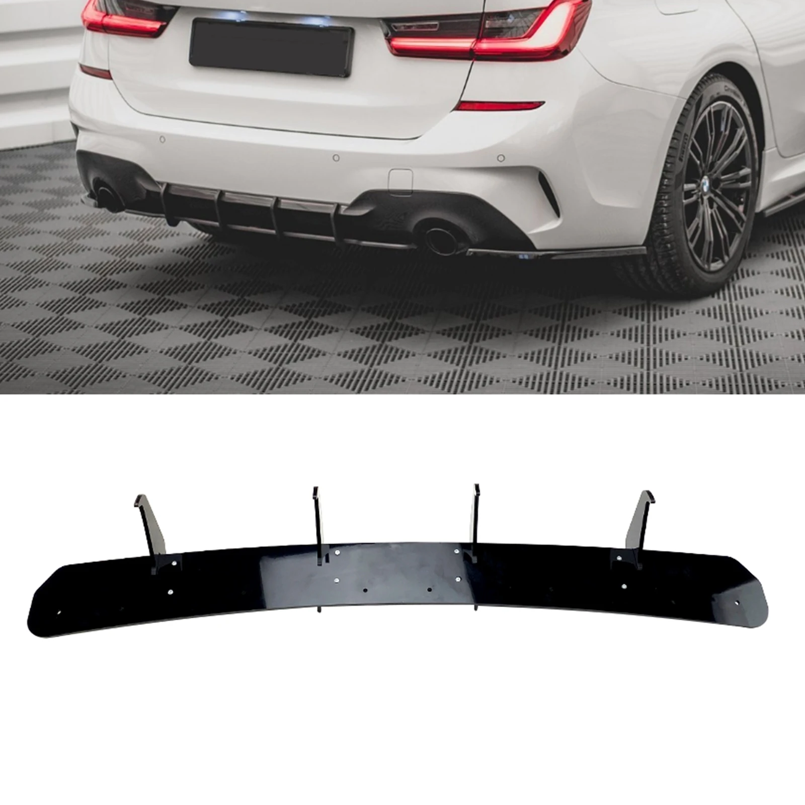 

Rear Bumper Diffuser Lip For BMW 3 Series G20 320i 2019-2022 Sport Model Car Boot Splitter Spoiler Plate Bracket Fin Board Trim