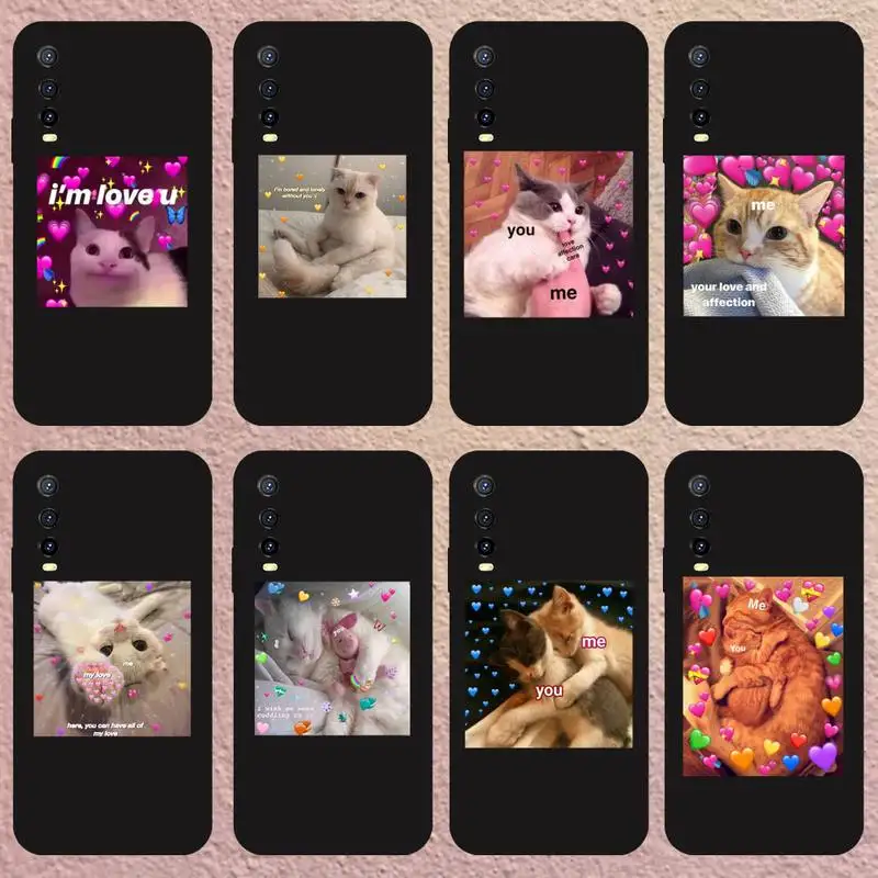 cute naughty cat Phone Case for Vivo Y95 Y93 Y91 Y85 Y75 Y20 Y21 V19 V17 V15 Pro X60 Nex Black Soft Silicone Cover