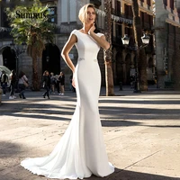 mermaid wedding dress 2022 vestido de novia satin beaded cap sleeve backless bridal dress wedding gown robe de mari%c3%a9e vintage