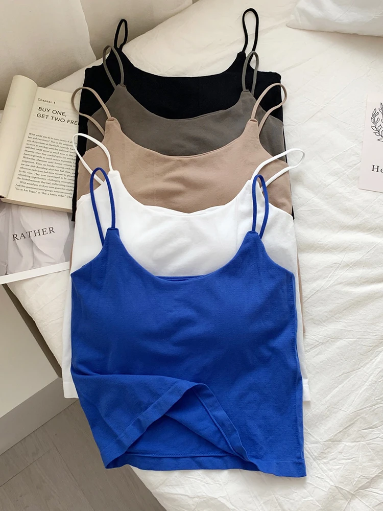 Женский базовый топ без рукавов на бретельках, облегающий топ на бретельках, повседневный Топ-труба, женский укороченный топ, лето 2022 Женский базовый топ без рукавов на бретельках, облегающий топ на бретельках, повседневный Топ-труба, женский укороченный топ, лето 2022