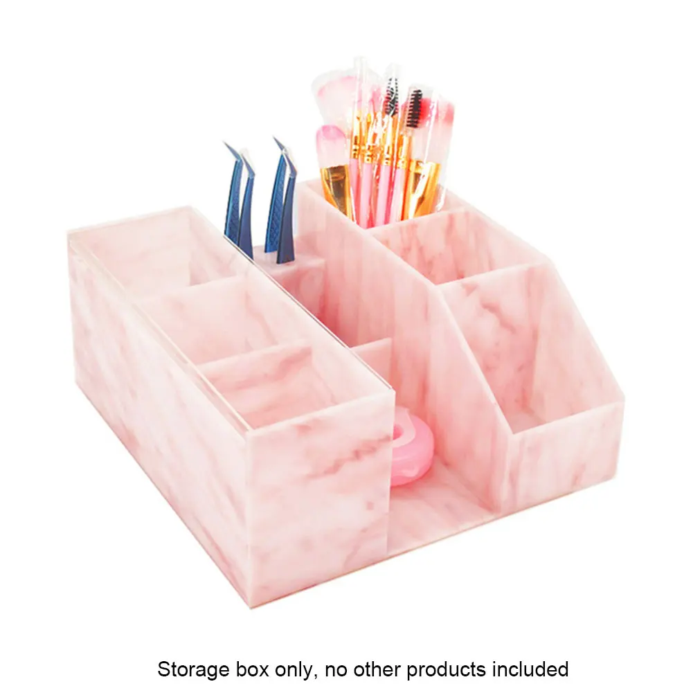 

Eyelash Extension Salon Storage Box Home Multi Compartment Acrylic Display Holder Bathroom Makeup Organizer Marble Texture Case