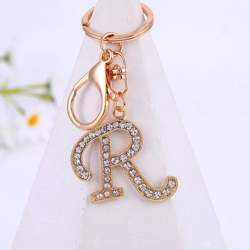 

Explosive creative personality metal diamond English letter keychain car key bag accessories pendant small gift wholesale