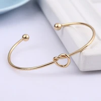 5pcs knot heart cuff rose gold bangles opening stainless steel mixture bracelet for women girl jewelry gift fashion accessories