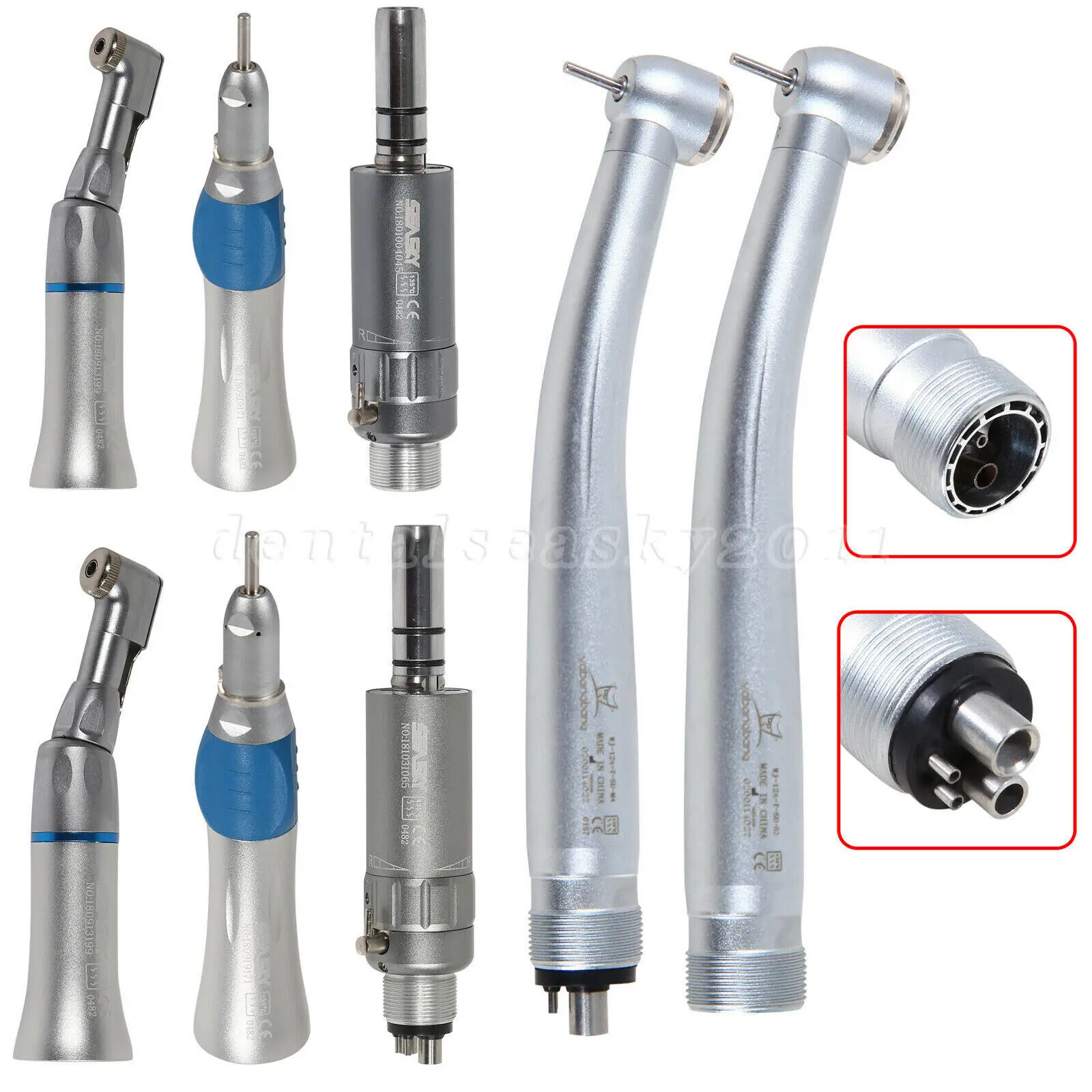 

Dental High/Low Speed Contra Angle Straight Handpiece 2/4Hole Air Motor Fit Nsk