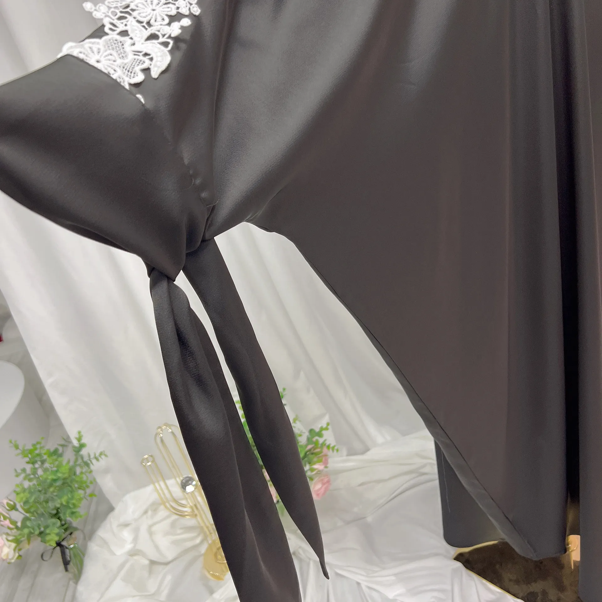 Ramadan Satin Abaya Dubai Turkey Muslim Fashion Prayer Dress Khimar Hijab Abayas for Women Moroccan Kaftan Islam Clothing Niqab