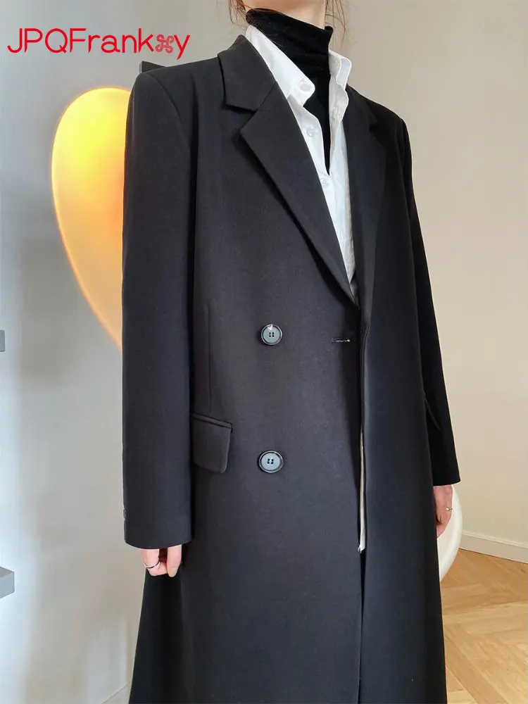 

Suit windbreaker coat women's long 2023 spring and autumn temperament British style single-breasted coat coat.
