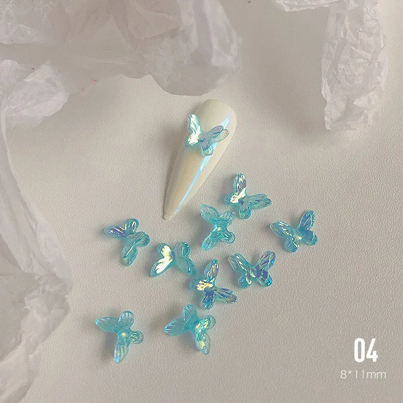 3D Полимерная бабочка блеск AB дизайн ногтей украшения модные двойные бабочки