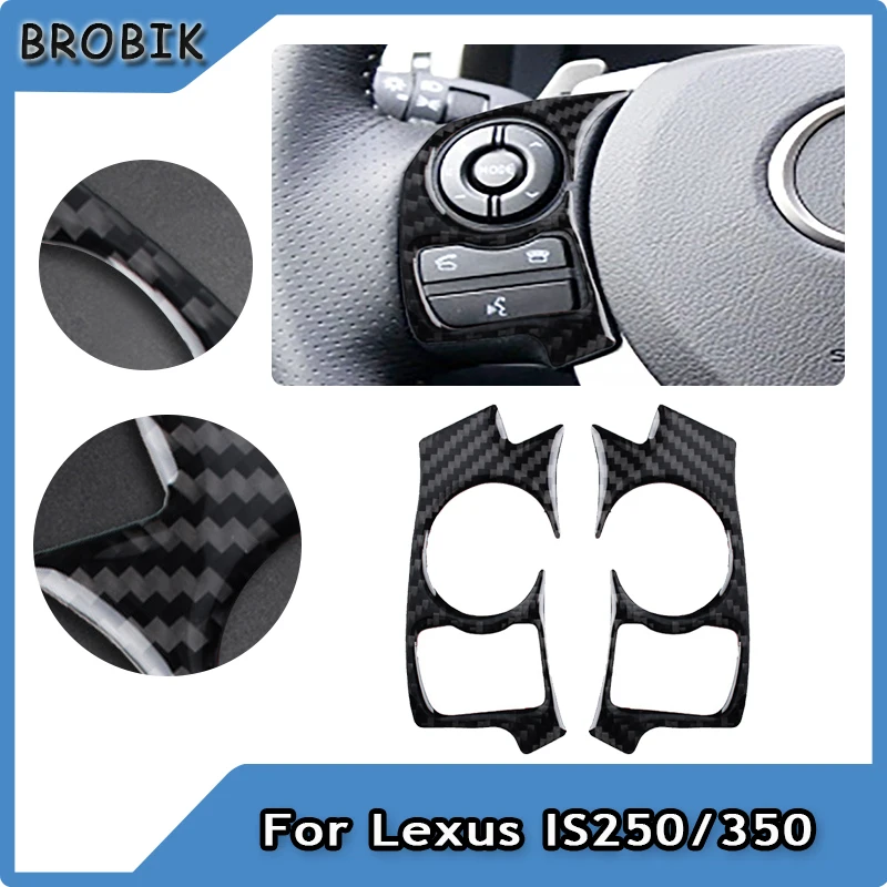 

BROBIK 2PCS Carbon Fiber Steering Wheel Button Frame Trim Cover Sticker For Lexus IS200/250 Left Right Drive
