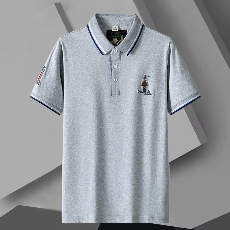 

Men's Polo Shirts Summer New Short-Sleeved T-Shirt Cotton Solid Color Male Lapel Embroidery Business Casual Tops Men Clothing