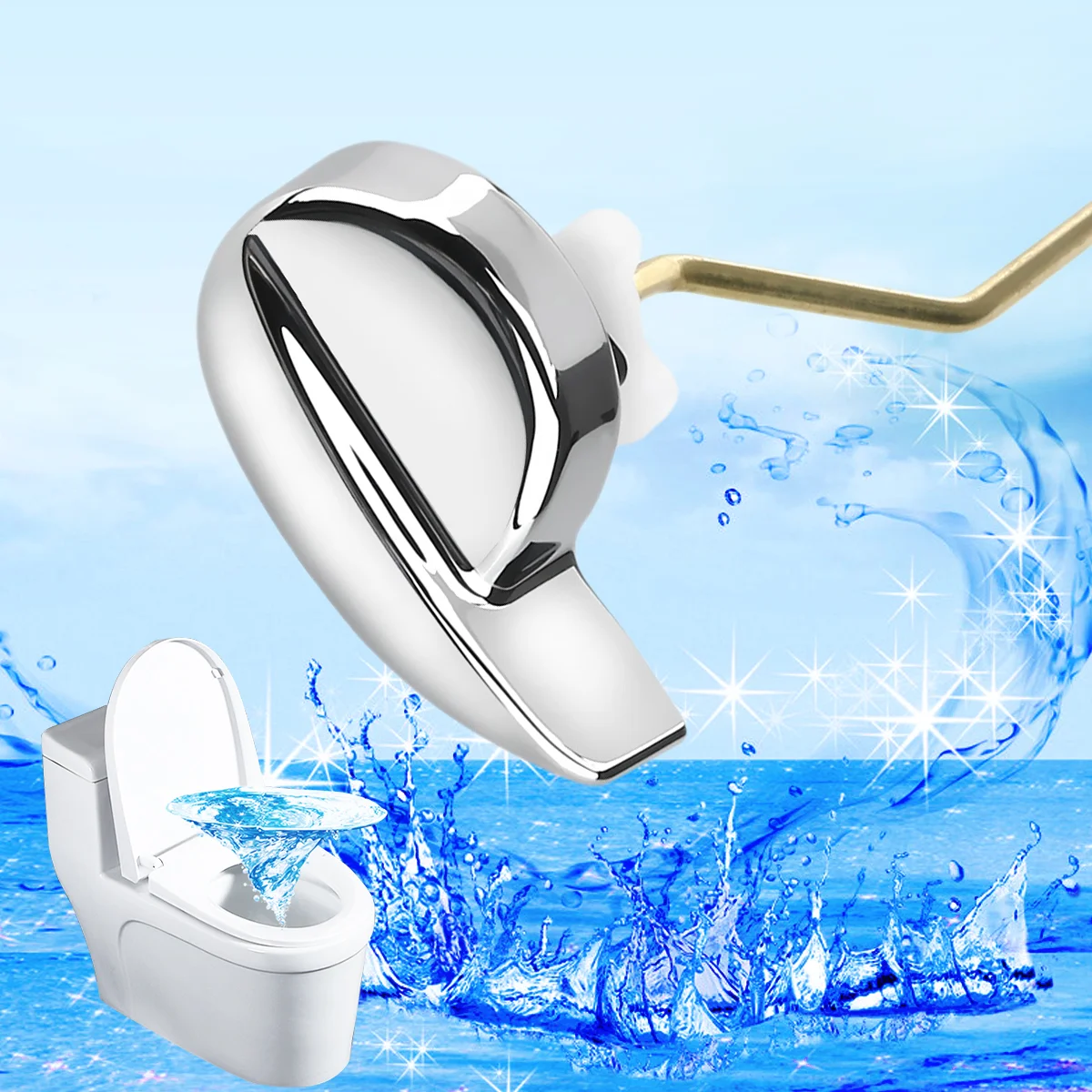 

Toilet Lever Handle Replacement Tank Flush Side Kit Mount Angle Fitting Parts Alloy Zinc Universal Black Flusher Inside Nut Lock